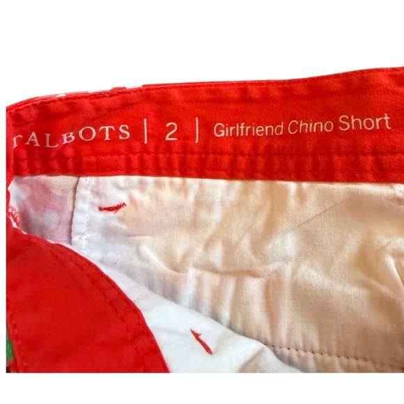 Talbots Girlfriend Chino Shorts Womens 2 Red Floral Print Cotton Blend 7 Inseam - Picture 2 of 7